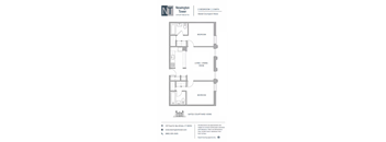 A floor plan for a 2 bedroom, 2 bath apartment at Newington Tower.