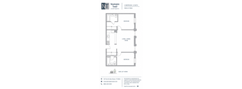 A floor plan for a 2 bedroom, 2 bath apartment at Newington Tower.