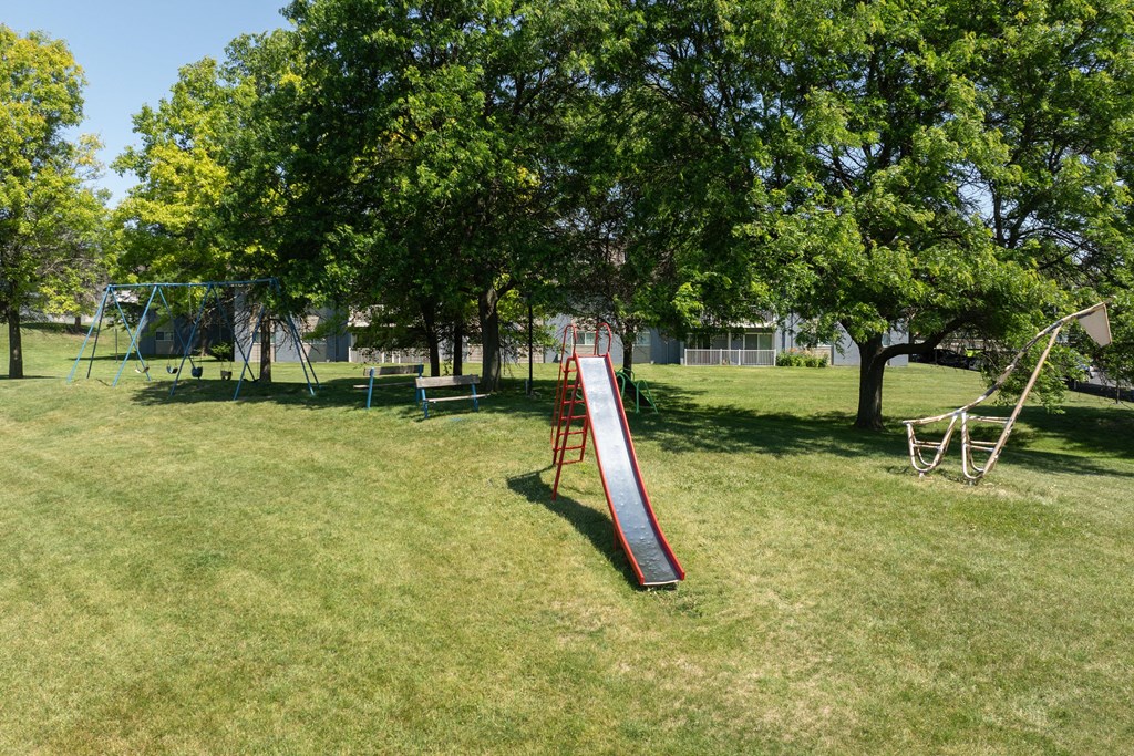 a slide in the middle of a park
