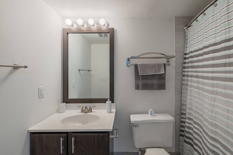 a bathroom with a toilet sink and a mirror
