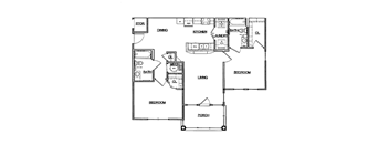 A black and white image of a house floor plan.