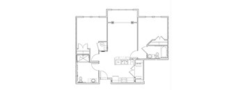 A black and white image of a floor plan of a house.