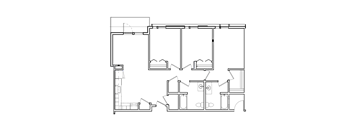 A black and white floor plan of a house with multiple rooms.
