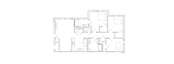 A black and white floor plan of a house with multiple rooms.
