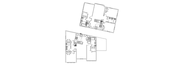 Two floor plans of a house with labeled rooms.