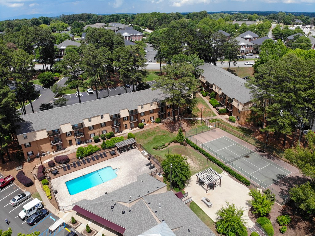 Aerial View of Pool & Outside Area