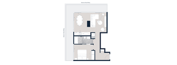A floor plan of a house with labeled rooms.