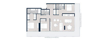 A floor plan of a house with labeled rooms and furniture.