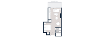 A drawing of a floor plan for an Aluminum Glass Reiling.