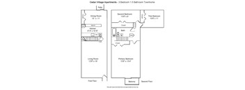 3 Bedroom  1.5 Bath Townhome