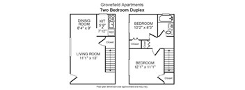 2 Bedroom 1 Bathroom Duplex