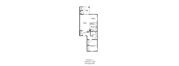 a floor plan of a one bedroom apartment with a bedroom and a living room