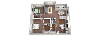 this is a 3d floor plan of a 1 bedroom apartment at the biltmore apartments
