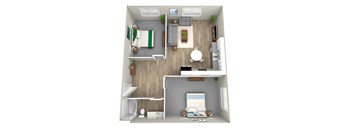 a 1 bedroom floor plan at the crossings at white marsh apartments in white marsh, md at Jefferson Yards, Tacoma Washington