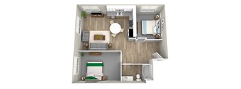 a 1 bedroom floor plan at the crossings at white marsh apartments in white marsh, md at Jefferson Yards, Tacoma, WA 98402