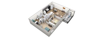 2 Bed x 2 Bath Style A