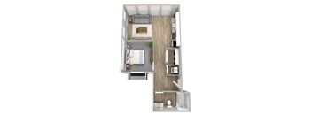 bedroom floor plan an in 2d at Napoleon Apartments, Washington, 98402