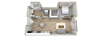 a floor plan of a 1 bedroom apartment at the crossings at white marsh apartments in white marsh at Napoleon Apartments, Tacoma, 98402