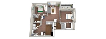 this is a 3d floor plan of a 824 square foot 1 bedroom apartment at the