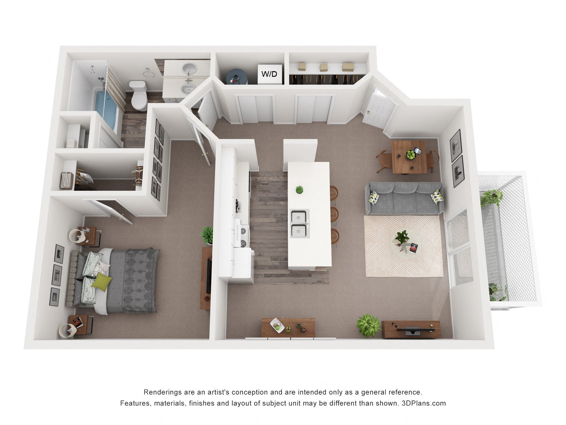 1 bed 1 bath floor plan  at Ironwood Apartments, Coeur d'Alene, ID