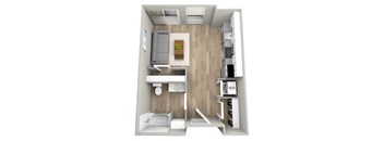a floor plan of a 1 bedroom apartment at Napoleon Apartments, Tacoma, WA 98402