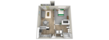 a floor plan of a 1 bedroom apartment at the historic electric building in fort worth, tx at Mill Pond Apartments, Washington, 98092