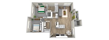 2 Bedroom Floor Plan  at Rylee Ann Apartments, Washington