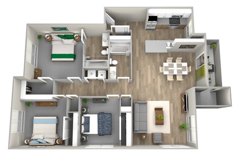 3 Bedroom Floor Plan  at Rylee Ann Apartments, East Wenatchee
