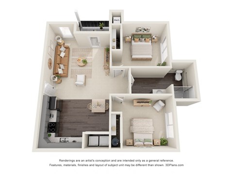 1 bedroom 1 bath floor plan at Sagecrest Apartments, Wenatchee