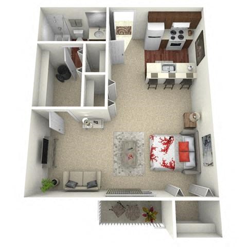 Studio Floor Plan at Lincoln Village Apartments, Washington