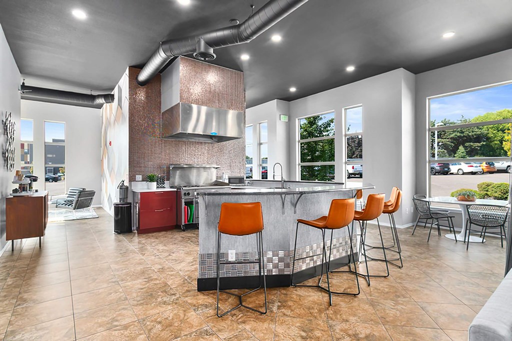 Clubhouse Kitchen at Mosaic on the River Apartments, Washington