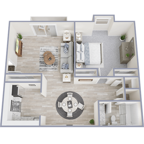 1 Bed 1 Bath Floor Plan at 400 Winchester, Atlanta Georgia