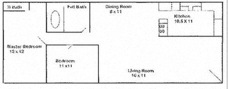 2 Bed 1 Bath Floor Plan at Cleo Apartments, Alabama, 35611