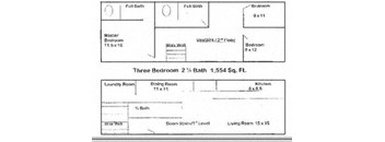 3 Bed 2.5 Bath Floor Plan at Cleo Apartments, Athens, AL