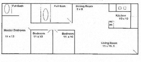3 Bed 2 Bath Floor Plan at Cleo Apartments, Alabama, 35611