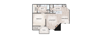 1 Bedroom 1 Bathroom Floor Plan at The Davis Apartments, Huntsville, AL  