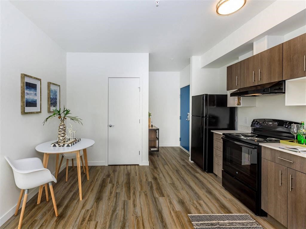 a kitchen or kitchenette at uptown city loft at Jefferson Yards, Tacoma
