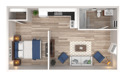 Studio Floor Plan at Waverly Manor Townhomes, Norcross, GA 30071