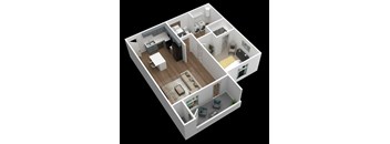 One Bedroom One Bath Corporate Rental Floor Plan at Gateway Apartments, East Wenatchee ,Washington, 98802