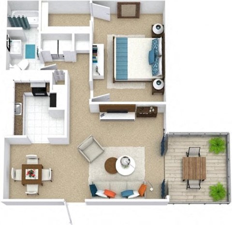 1 bed 1 bath at The Madison Apartments and Townhomes, Lawrenceville, Georgia