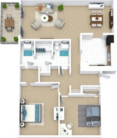 2 bed 2 bath A at The Madison Apartments and Townhomes, Georgia 30044