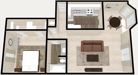 1 Bed 1 Bath(1M) Floor Plan at The Ridge Overland Park, Overland Park, KS, 66212