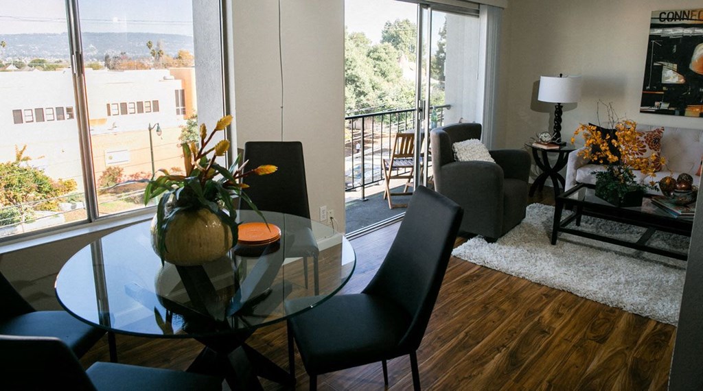 Living Room With Private Balcony at Three Crown Apartments, Alameda, 94501
