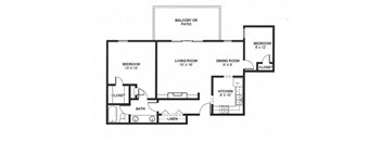 Two Bed One Bath 935 Square Feet at The Bridges at Foxridge, Mission, Kansas