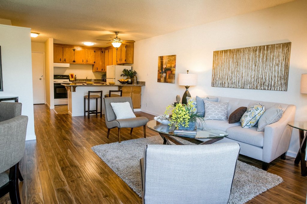 Living Room Come Kitchen View at Marine View Apartments, Alameda, 94501