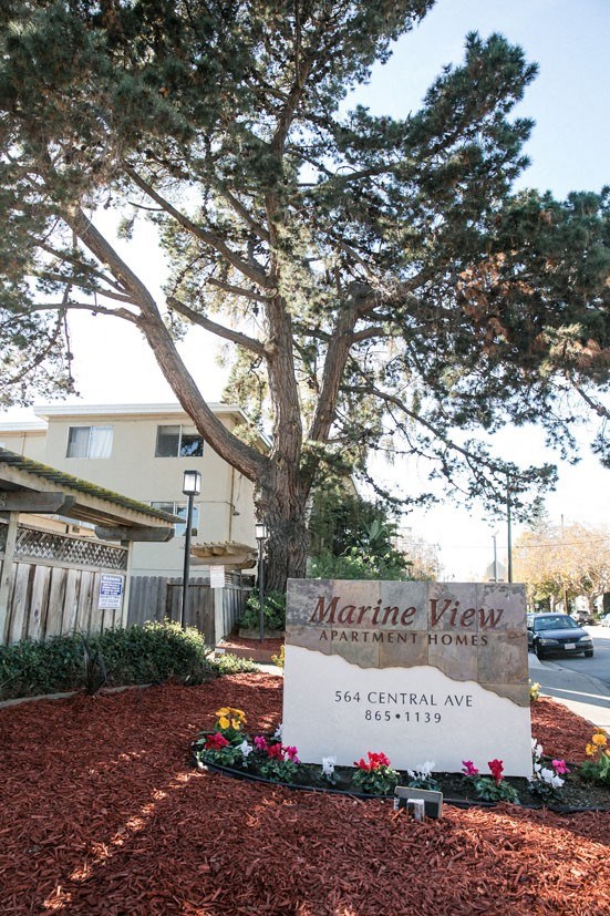 Welcoming Property Signage at Marine View Apartments, Alameda