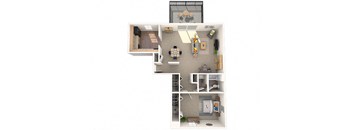 Ashworth Floor Plan at Coach House Apartments, Kansas City, Missouri