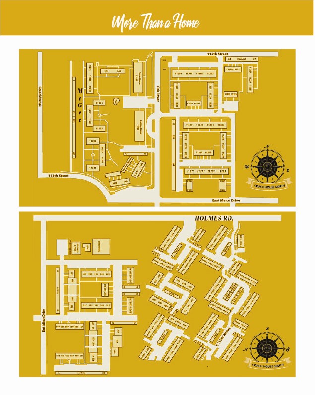 A yellow map of a neighborhood with the title "More Than Home" at the top.