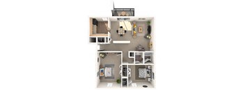 Birch Floor Plan at Coach House Apartments, Kansas City, MO, 64131