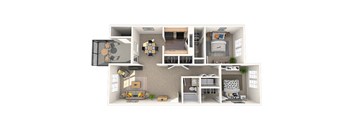 Birchwood Floor Plan at Coach House Apartments, Missouri, 64131